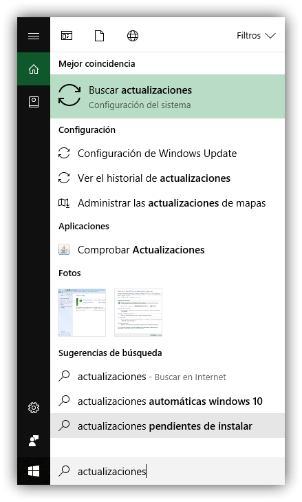 Buscar Actualizaciones Cortana Windows 10