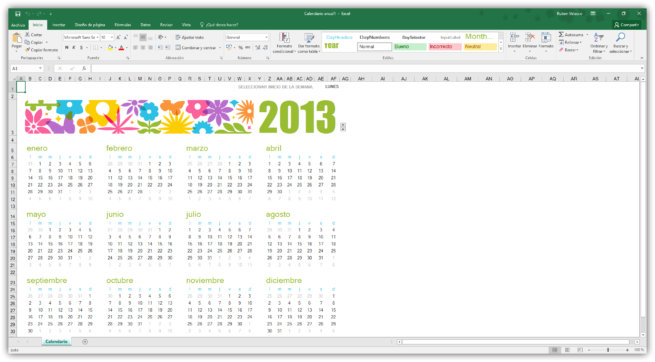 Calendario en Excel