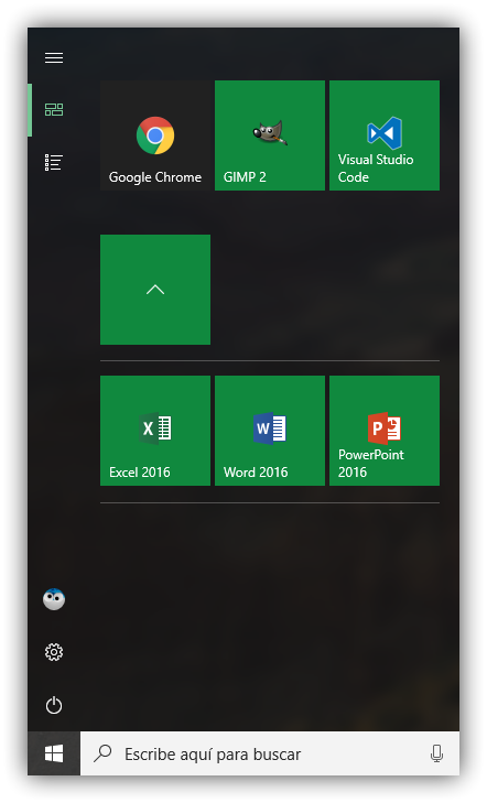 Menú inicio personalizado Windows 10