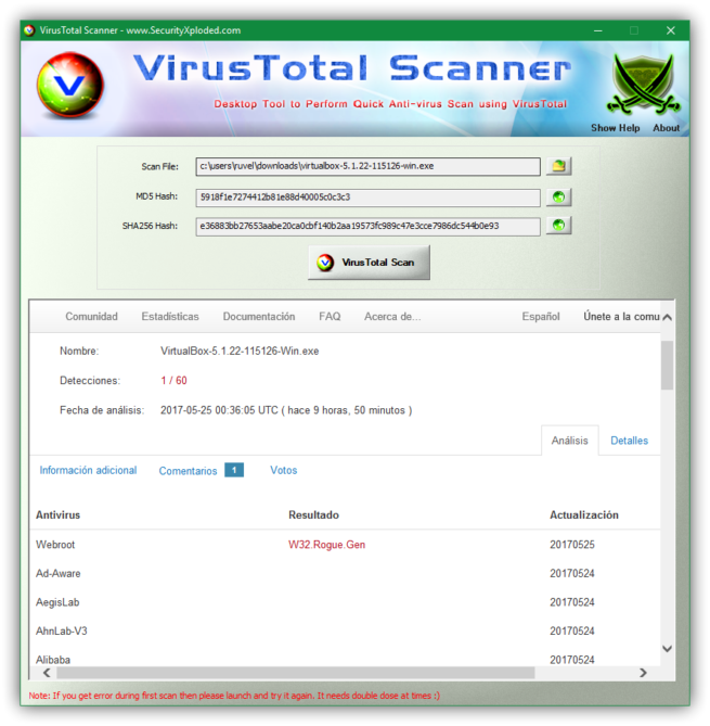 VirusTotal Scanner - Resultado