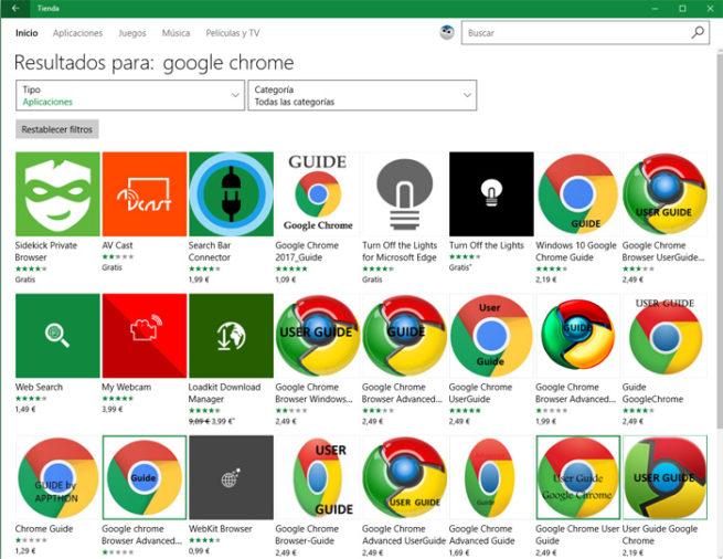 Chrome tienda Windows 10