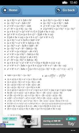 aprender matemáticas Formulas