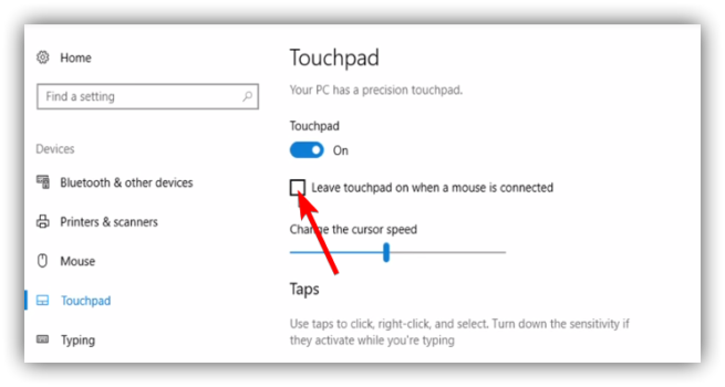 Desactivar touchpad Windows 10