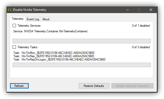 Disable Nvidia Telemetry - Desactivar envio de datos de Nvidia