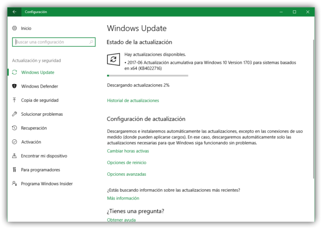 Parche acumulativo KB4022716 para Windows 10