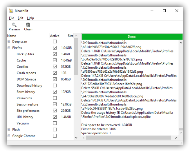 BleachBit 1.9.3 en Windows 10