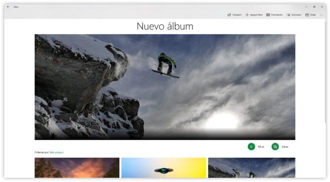 Nuevo Álbum de fotos creado en Windows 10