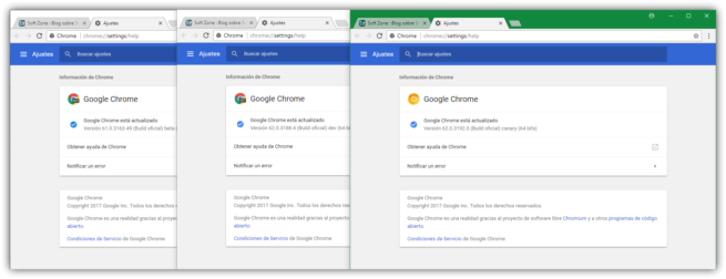Versiones Google Chrome ejecutadas a la vez