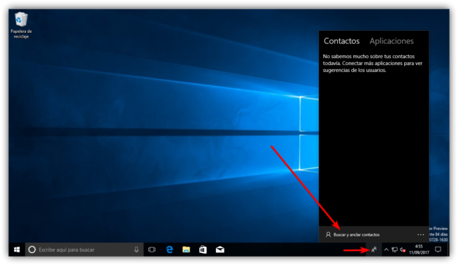 Buscar contacto para anclar en Windows 10 Fall Creators Update