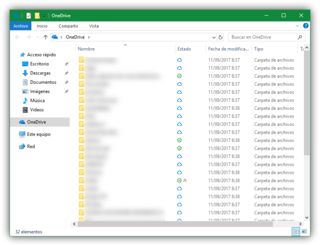 Carpeta OneDrive sincronizada Windows 10 Fall Creators Update