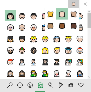 Color piel Emoji Windows 10 Fall Creators Update