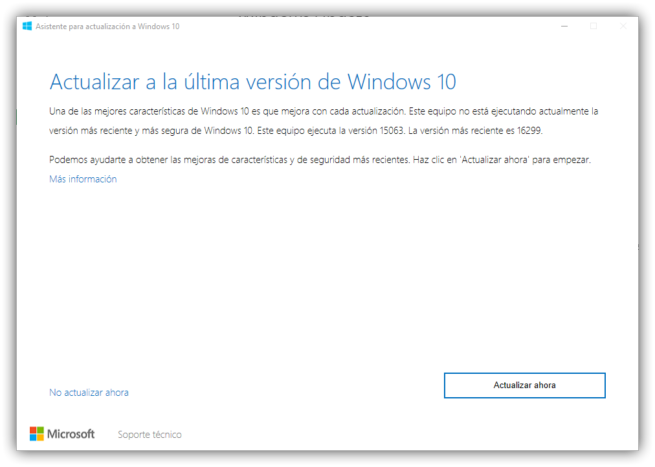 Asistente para actualizar a Windows 10 Fall Creators Update