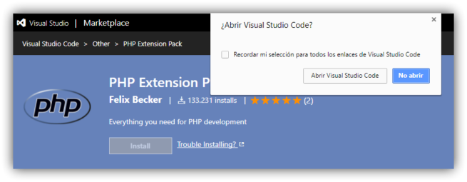 Extensión PHP Microsoft Visual Studio Code