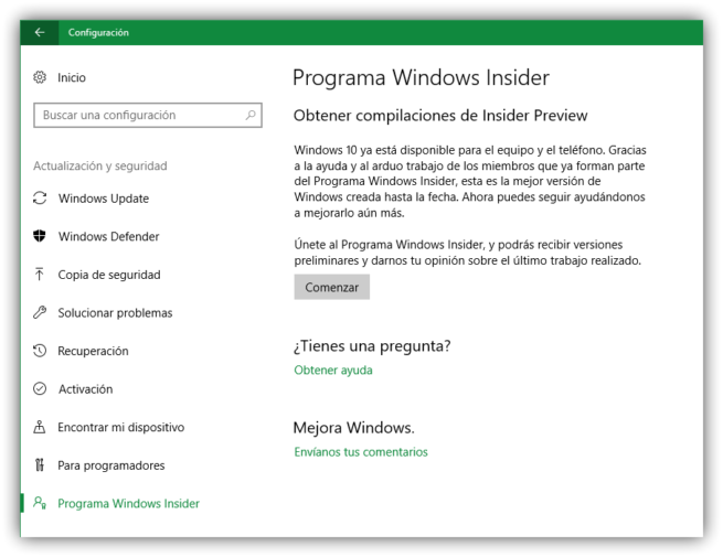 Insider Windows 10 Fall Creators Update