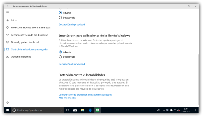 Protección contra vulnerabilidades Windows 10 Fall Creators Update