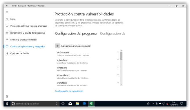 Protección vulnerabilidades exploits programas Windows 10 Fall Creators Update