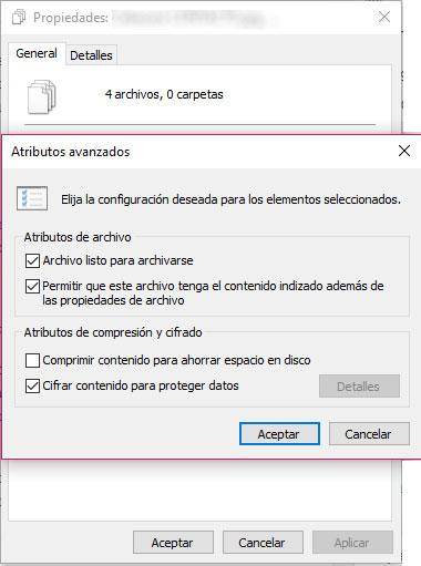 cifrar archivos o carpetas en Windows 10