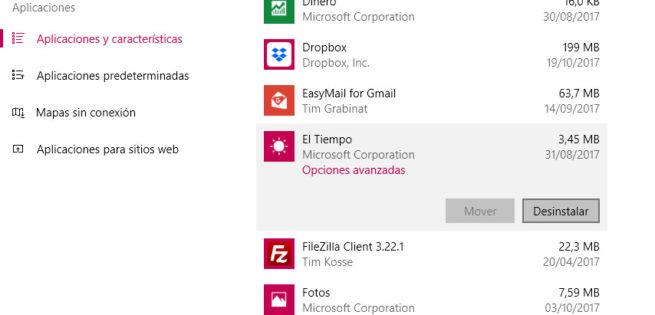 menú Inicio en Windows 10 Fall Creators Update