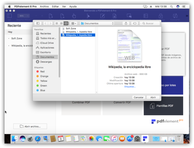 Abrir documento apra crear PDF en WonderShare PDFelement 6 Pro
