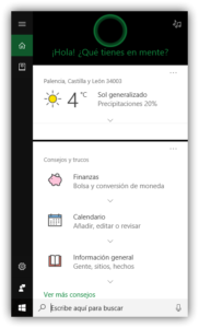 Búsqueda Cortana Windows 10