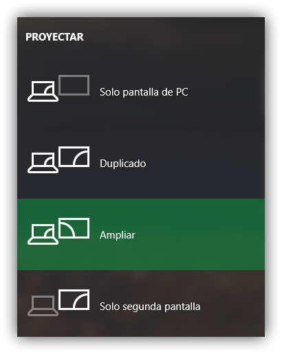 Proyectar funcionamiento monitores Windows