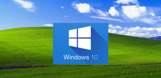 Imagen del fondo de escritorio de Windows 10 con apariencia de Windows XP