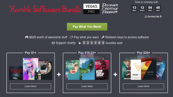 Humble Software Bundle Vegas Pro