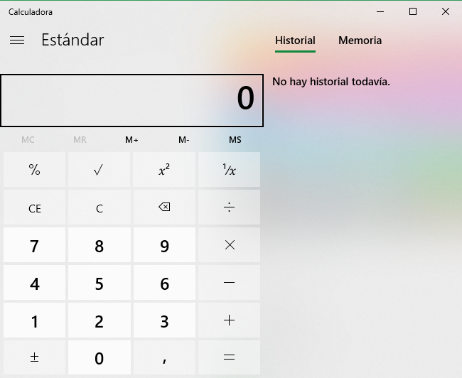 Calculadora Fluent Design Windows 10