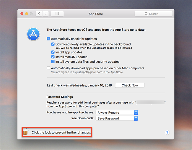 macOS High Sierra - Desbloquear preferencias App Store