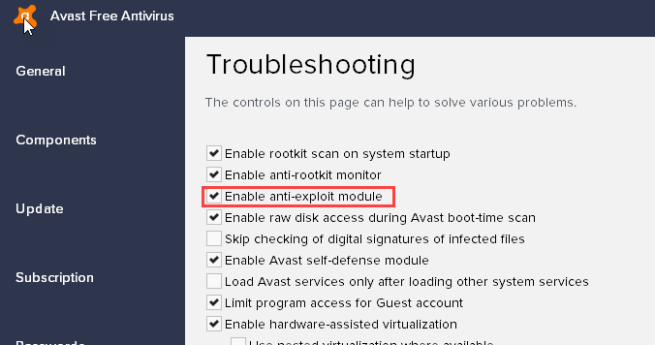 Avast Antivirus Anti Exploit
