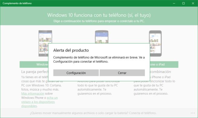 Complemento de Teléfono de Windows 10 . Final Soporte