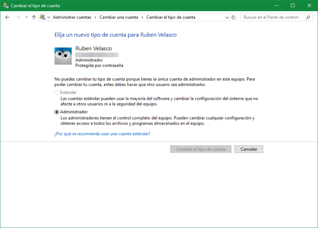 Cuenta Administrador Windows 10