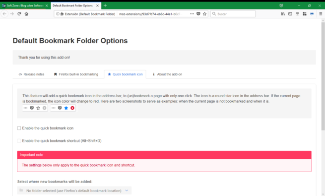 Default Bookmarks Folder - Atajo rápido