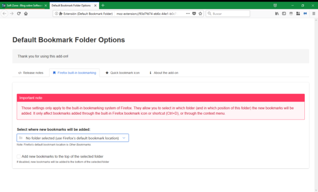 Default Bookmarks Folder - Carpeta marcadores por defecto