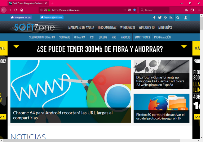 Firefox Quantum en Windows 10 - Native Dark - Rosa