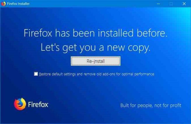 reinstalar Firefox