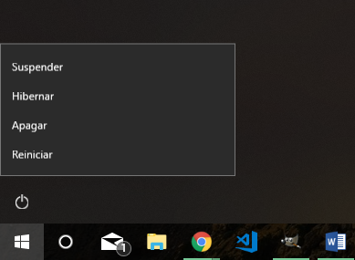 Apagar Reiniciar Suspender Hibernar Windows 10
