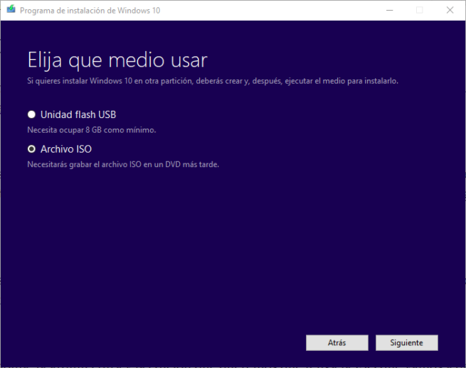 Windows 10 Spring Creators Update - creación de medios - USB o ISO