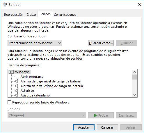 sonido en Windows 10