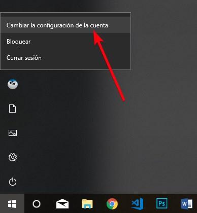 Abrir configuración usuario Windows 10