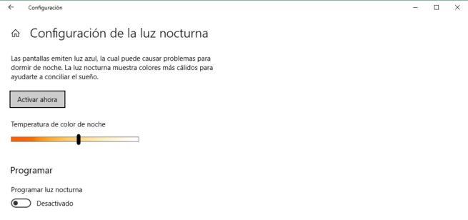 Luz nocturna Windows 10