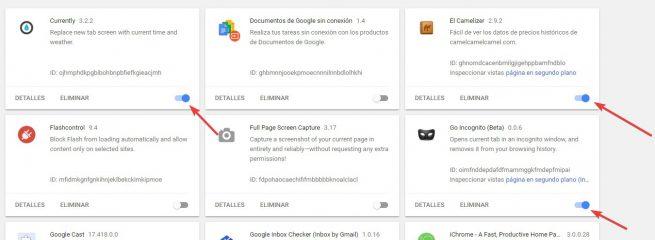 Deshabilitar extensiones Google Chrome