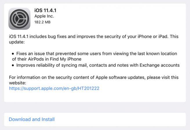 Actualizar iOS 11.4.1