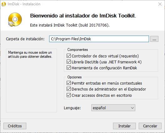 Instalar ImDisk Toolkit