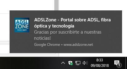 Notificaciones Chrome Windows 10