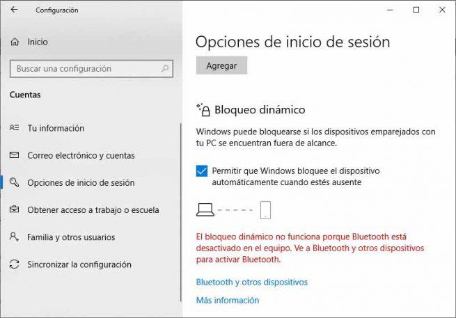 bloqueo dinámico de Windows 10