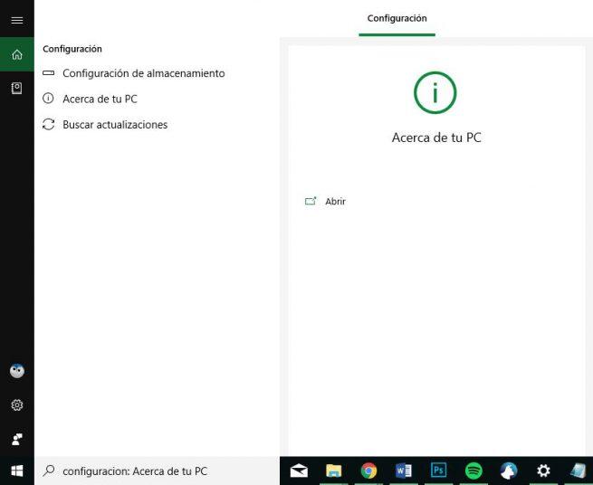 Configuración - Cortana en Windows 10 October 2018 Update