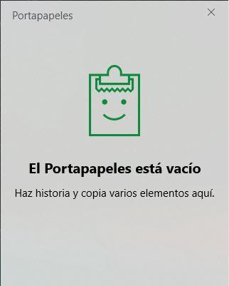 Historial del portapapeles vacío en Windows 10 October 2018 update