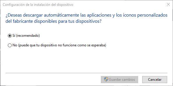 Instalar aplicaciones e iconos de dispositivos Windows 10