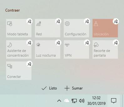 Ordenar iconos rápidos Windows 10 April 2019 Update